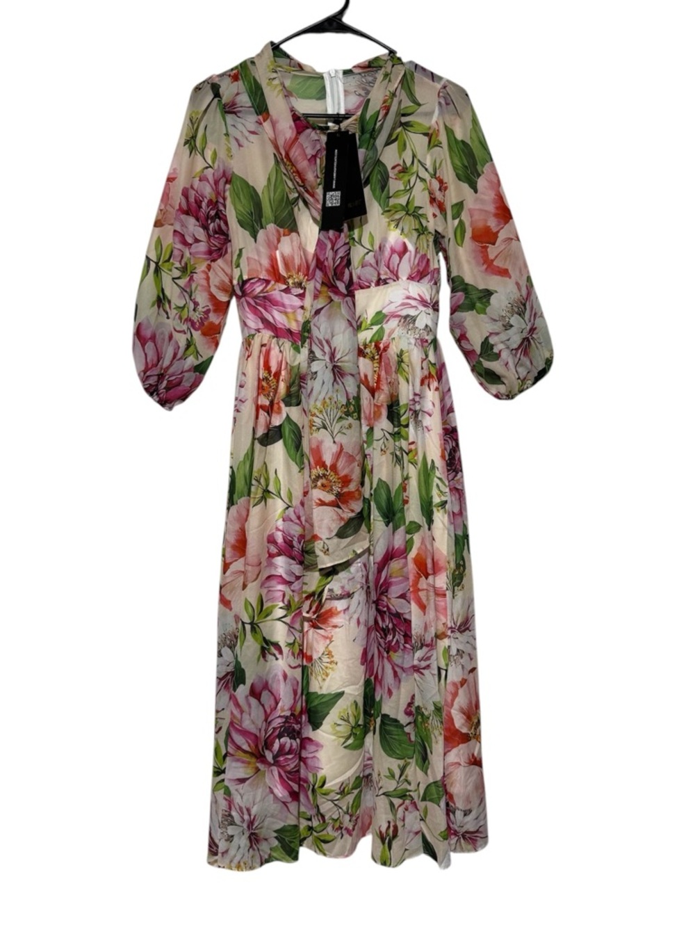 Lai Meng NWT Floral Midi Dress Size Small Chiffon Wedding Guest Garden Party